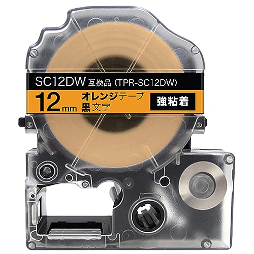 �L���O�W�� �p �e�v�� PRO 12mm �I�����W ������ SC12DW �J���[���x�� ���S�� �݊��e�[�v | KING JIM SR-GL1/2 SR-MK1 SR-R560/680/980 SR-RK2 SR45/55/150/170/250/330/
