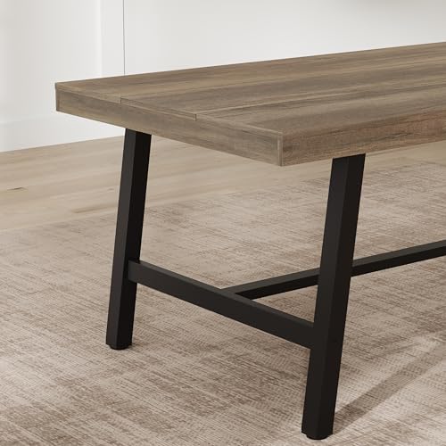 Image of GarveeHome Industrial Dining Table for 6-8 People, 70.87 inch Long Kitchen Table with Sturdy Metal Frame, Rectangular Counter for Dinner, Kitchen, Dining Room (Rustic Pear, 71 inch Non-extendable)