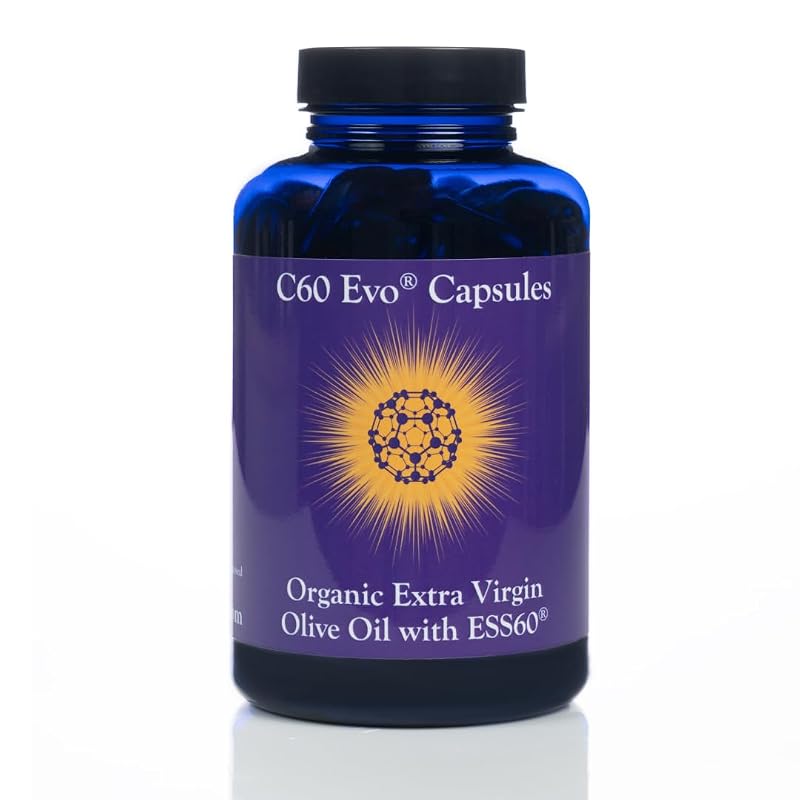 C60 Evo Cápsulas Softgel de Óleo de Oliva Extra Virgem com C60, 180 cápsulas