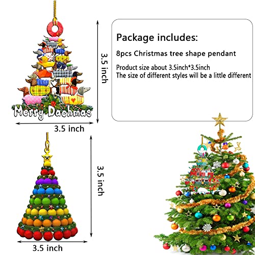 8 Pcs Christmas Wooden Hanging Ornaments Set, Chic Bus Dog Colored Ball Small Pendant For 2022 Christmas Tree Wall Door Court Home Fall Decorations Holiday Decor #TOP1