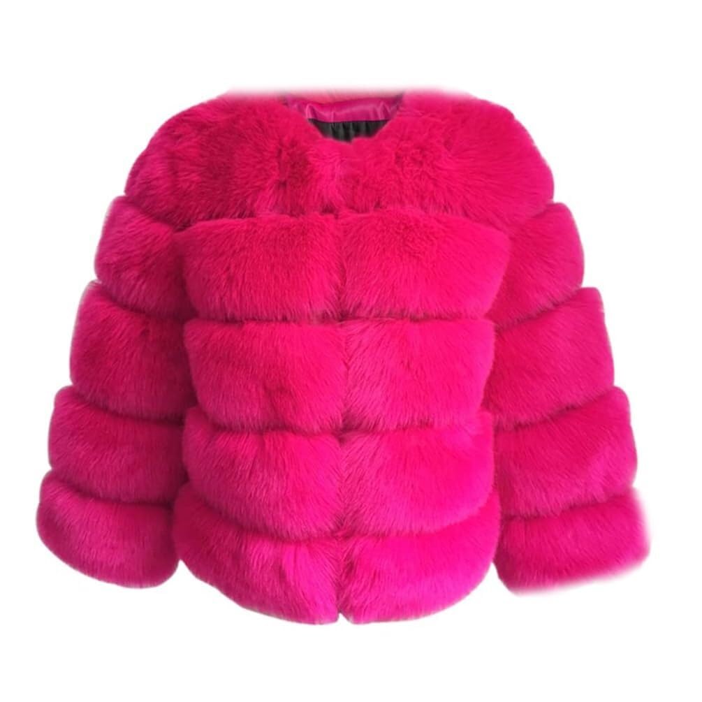 Barley Direct Women's Faux Fur Coat Short Artificial Fur Overcoat Solid Thick Outerwear Shaggy Parka Cardigan Jacket(Style 11,4XL)