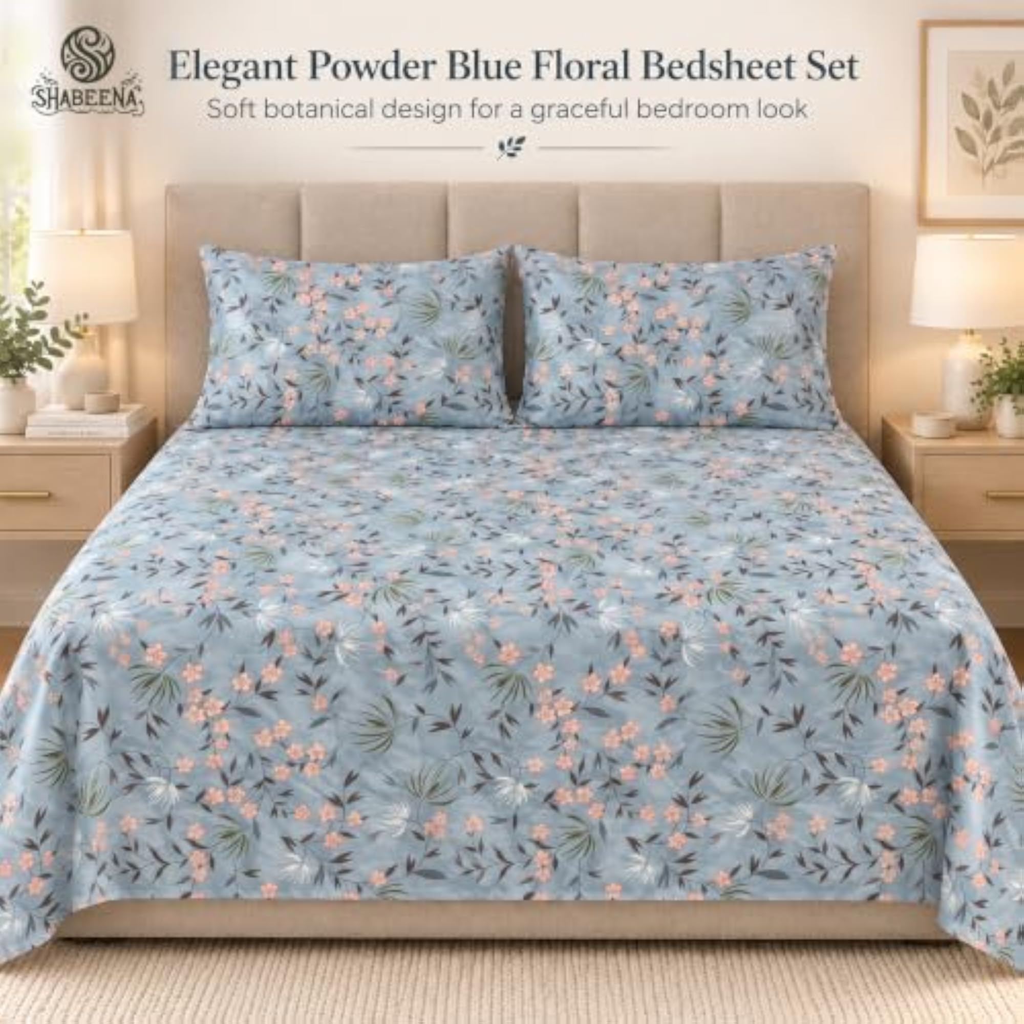 King Size Bedsheet with 2 Pillow Covers | Floral Printed