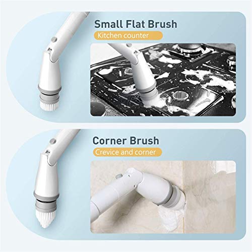 Homitt Electric Spin Scrubber Cordless Shower Scrubber, 360 Power Scrubber, Tub and Tile Scrubber with 4 Replaceable Scrubber Brush Heads, 1 Extension Arm for Cleaning Bathroom, Floor, Wall, Kitchen - Thumbnail 2