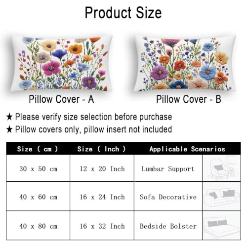 Housse coussin extérieur imperméable fleur 40x80 pour protéger vos oreillers de sofa
