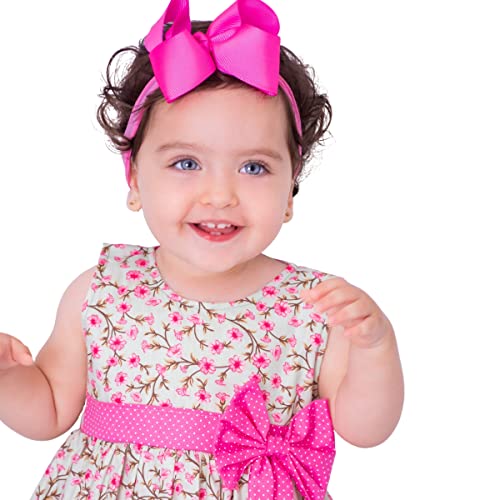 Vestido de Bebê Menina Florido com Tiara 100% Algodão Mundo Nina Kids - Eva Tamanhos:01 (12-18 Meses