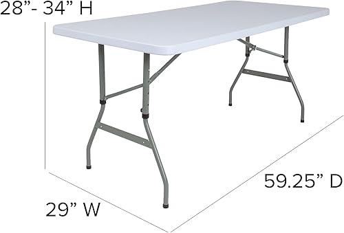 Miniatura 3 de Flash Furniture Kathryn Mesa plegable de plástico blanco granito ajustable de 4.93 pies de altura