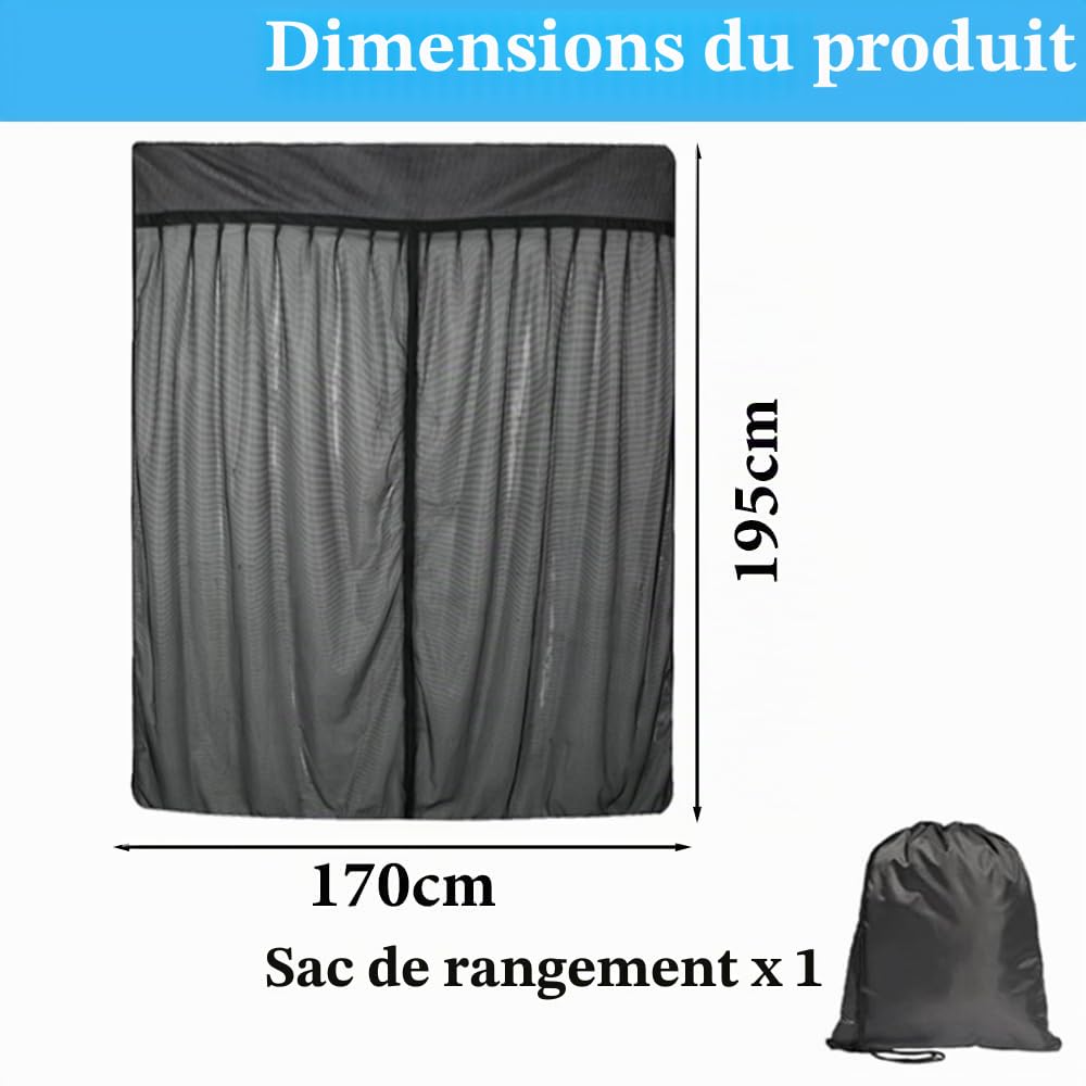 Porte Arrière Moustiquaire Magnétique pour Fiat Ducato/Peugeot Boxer/Citroen Relay 2006-2024, Moustiquaire pour Camping en Plein Air, Voiture Filet pour Porte Arrière, 195x170cm