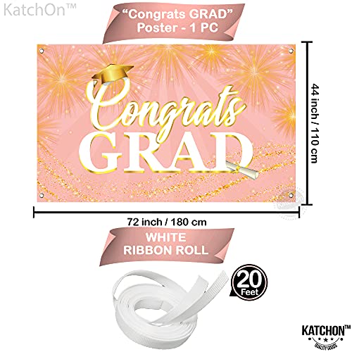 Image of Graduation Decorations 2026 Congrats Grad Banner Rose Gold - 72x44 Inch | Graduation Banner for Class of 2026 Decorations | Rose Gold Graduation Party Decorations 2026, KatchOn