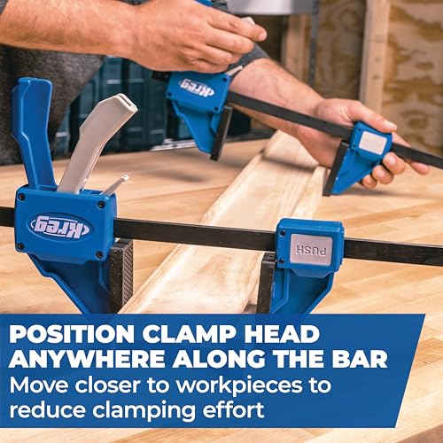 Image of Kreg VersaGrip Clamp - Quick-Grip Bar Clamp for Woodworking - Features GripMaxx Technology - Removable Head for Use as Spreader - 36 inch, 2-Pack