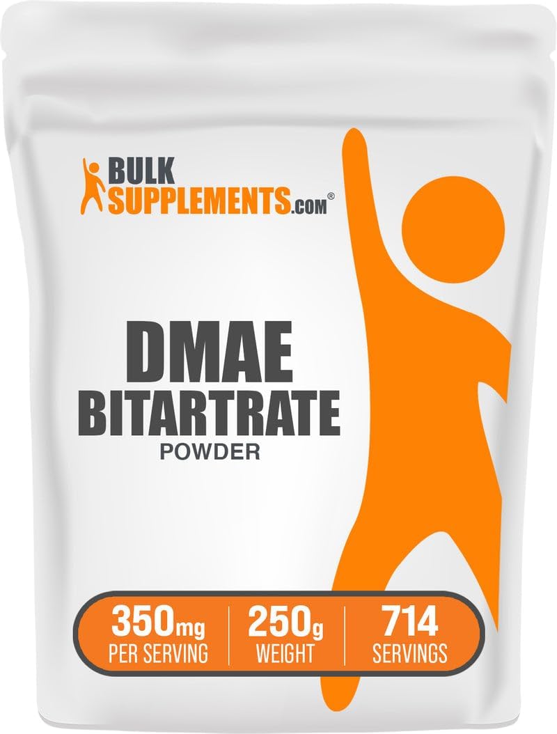 com DMAE Bitartrate Powder - Dimethylaminoethanol Bitartrate, DMAE Supplement - Unflavored & Gluten Free, 350mg per Serving, 250g (8.8 oz) (Pack of 1)