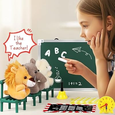 مجموعة Alritz Pretend Play Teacher، أشياء مدرسية، أنشطة تعليمية لمرحلة ما قبل المدرسة للعب الأدوار، مجموعة الفصول الدراسية للبنات والأولاد تشمل الدمى، لعبة الكمبيوتر المحمول، السبورة السوداء، هدية عيد ميلاد 5 6 7 8 9+ سنة