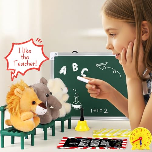 Alritz Pretend Play Teacher Set, School Stuff, Role Play Preschool Learning Activities Classroom Set for Girl Boys Include Dolls, Toy Laptop, Black Board, Birthday Gift 5 6 7 8 9+ Years Old - Image 3