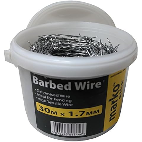 Marko Outdoor 30M x 1.7mm Galvanised Steel Barbed Wire Livestock Field Fence Security Cover