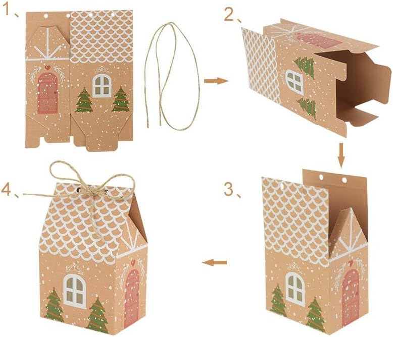 Gift Bags 20/50Pcs Christmas Candy Box Christmas Eve Apple Packaging Bag Cookie Packaging Paper Box (Color : Khaki, Size : 50pcs)