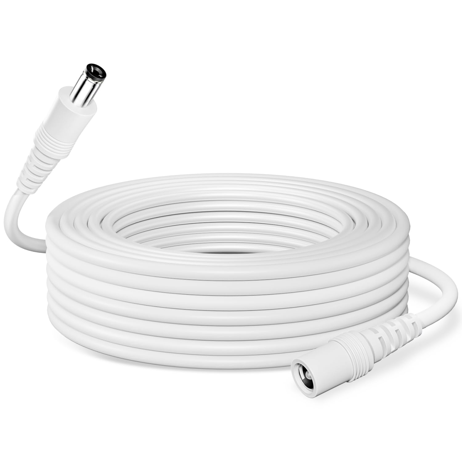 BeautifulU 10M DC 12V Power Extension Cable, DC Plug 5.5 * 2.1mm, Male-to-Female Connector, Power Extension Cord for CCTV Cameras/Routers/LED Strips/Printers and More Devices-White