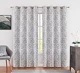 Muse Dream 100% Blackout Grey Curtains 96 inches Long for Bedroom Paisley Decorative Print Fancy...