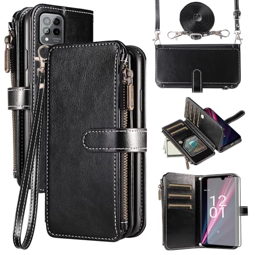 Protection T-Mobile Revvl 6 Pro 5G antichoc étui portefeuille avec porte-carte