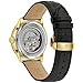 Bulova Men's Classic Sutton 4-Hand Automatic Watch with Gold Stainless Steel, Black Leather Strap,Open Aperture,Exhibition Caseback, Double Curved Mineral Crystal, 42mm (Model: 97A187)