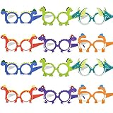 12 Pack Dinosaur Glasses for Dinosaur Birthday Party Favors Funny Paper Dinosaur Sunglasses for Kids Glasses Frame for Party Dino Theme Party Supplies Cosplay Props Costume Accessory, 6 Styles