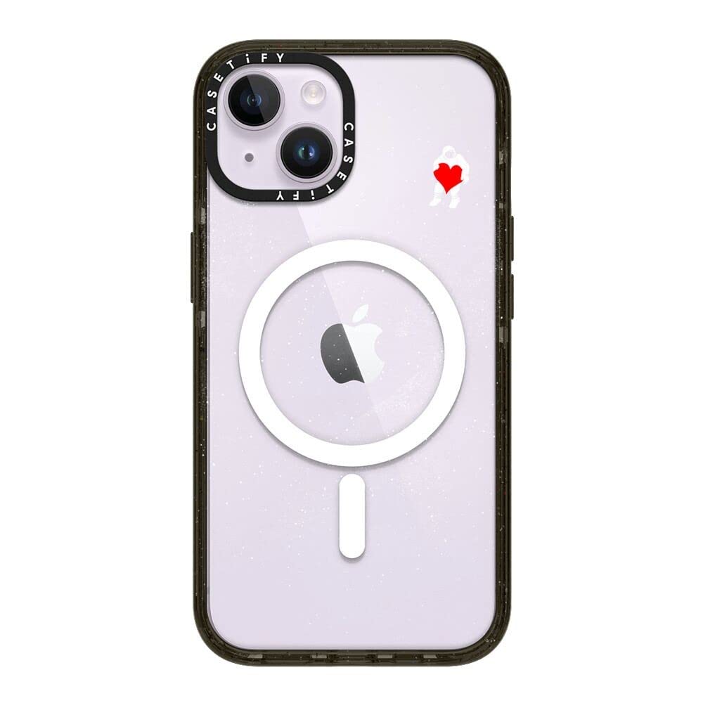CASETiFY インパクト iPhone 14 ケース [MIL規格準拠 (4x MIL-STD-810G)/2.5mからの落下試験をクリア/MagSafe に対応] - Love Space (Clear) - グロッシー ブラック