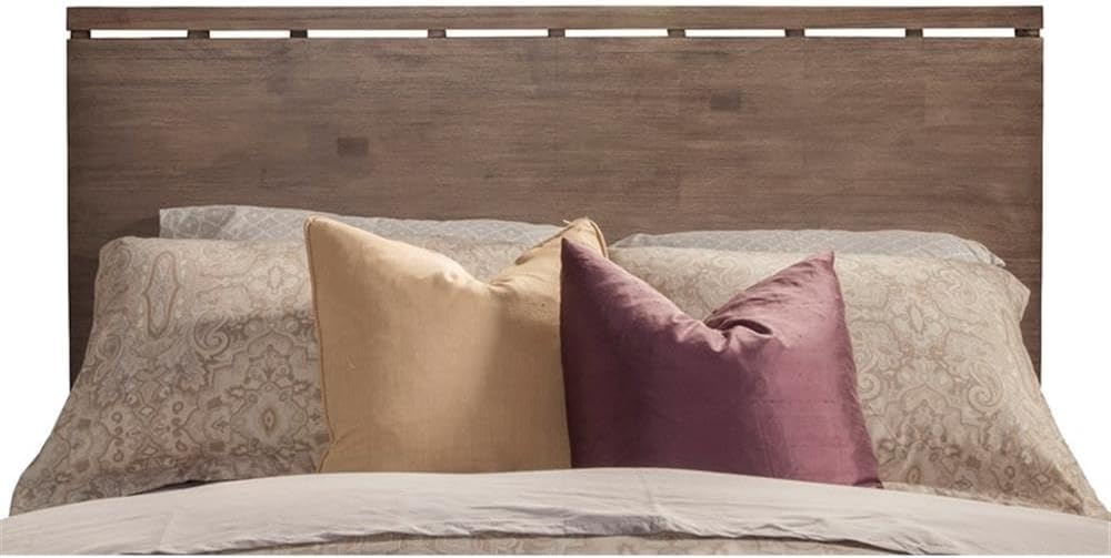 BOWERY HILL Full Size Panel Bed, Weathered Gray Finish, Plantation Mahogany Wood Solids & Okoume Veneer, 52 in H x 57.5 in W x 81 in D, Includes Headboard, Elegant Bedroom Furniture