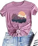 Xiaomomo Womens Mountains T-Shirt Casual Hiking Nature Camping Shirt Mountains Calling Tees (Pink, L, l)