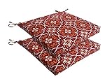 Bossima Indoor/Outdoor Red Damask Seat Pad, Set of 2