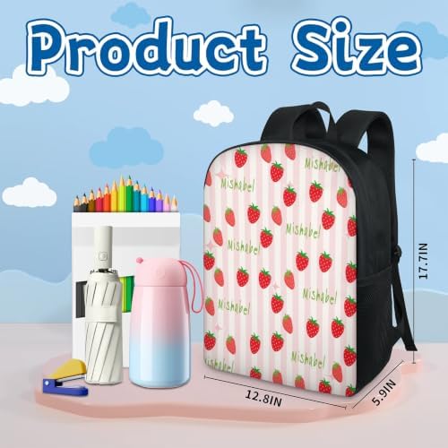 LYOKXHXK Custom Strawberry Backpack Supports Name Customization,17 In - 2