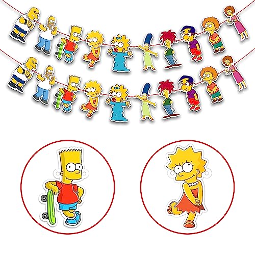 Image of BRT Simpson Garland Decoration - Cartoon Theme Birthday Party Supplies - Fun and Colorful Hanging Banner for Boys Girls Birthday Celebrations, School Events, and Cartoon Fan Party Decorations
