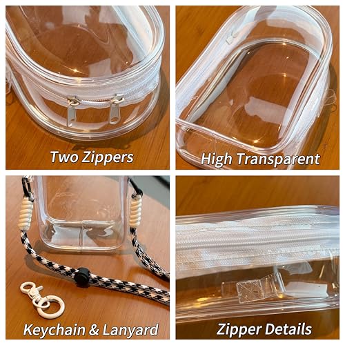 Image of Clear Figure Display Bag with Keychain and Lanyard, Protective Doll Case, 15cm /5.91in Crossbody Doll Storage Bag