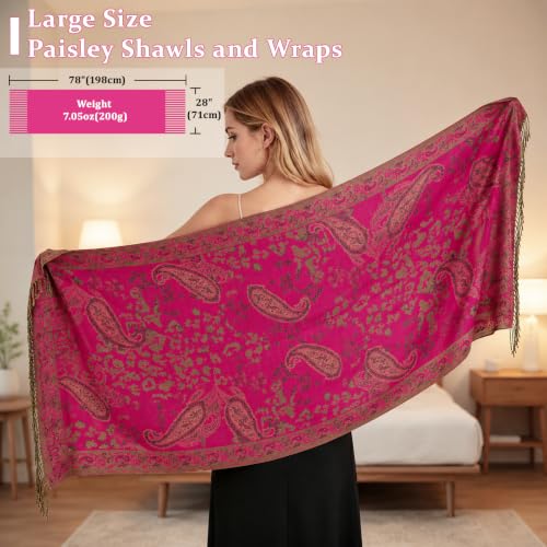 YuiFiare Paisley Pashmina Shawl Wrap for Women Reversible Scarf — view 6