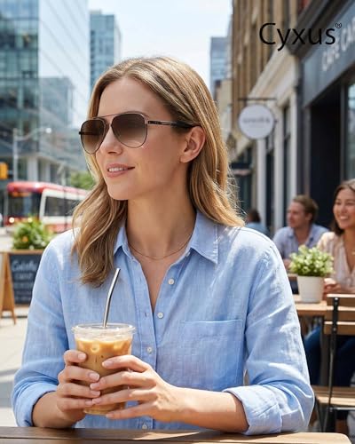 Image of Cyxus Classic Aviator Sunglasses Polarized 100% UV Protection Men Spring Temples Driving 1048