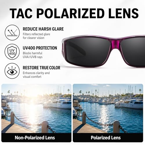 Image of VIEWBETTER Polarized Fit Over Glasses Sunglasses for Men Wrap Around Shades UV Protection Wear Over Eyeglasses SG0312
