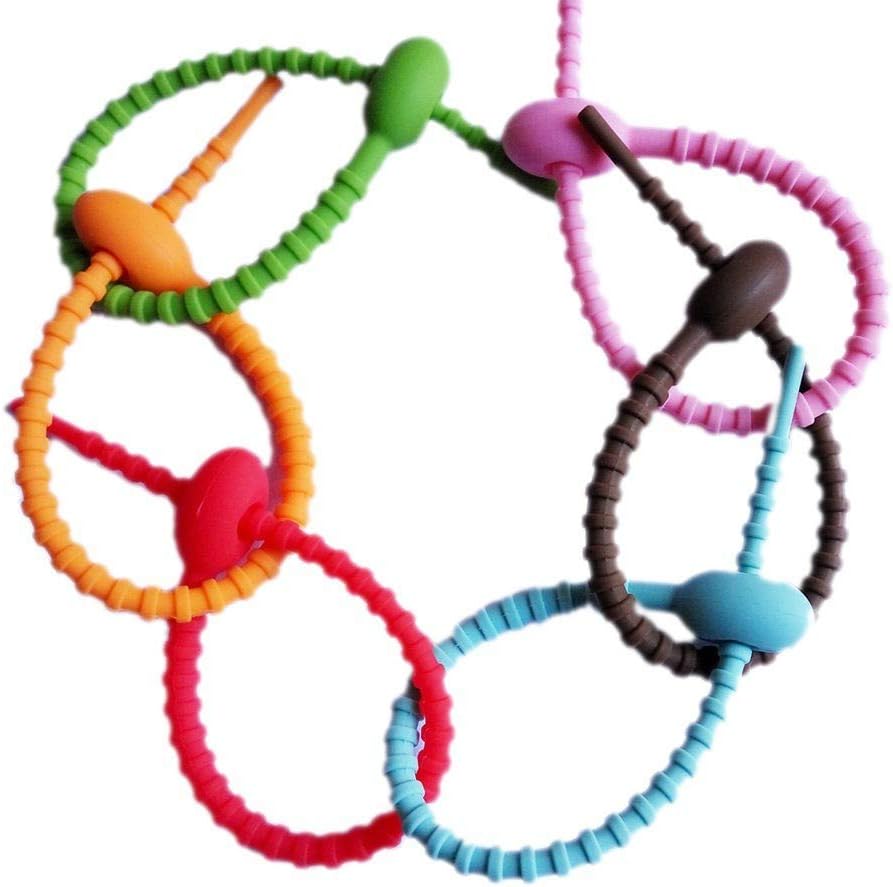Teeo - Reusable Zip Ties - Cable Ties - Cord Keeper - Cord Wraps for Charging Cords - Silicone Organizer, Electronics Wire Strips Rubber and Gear Zip Tie Straps - 7 inches 30-pack, Multi-Color