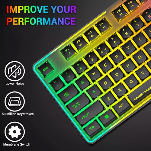 Image of Ant Esports MK720 Pro V2 Wireless TKL RGB Gaming Membrane Keyboard, Backlit Wireless - Long Lasting Rechargeable Battery - Quite Water-Resistant Ergonomics Keyboard - PC PS5 PS4 Xbox One Mac - Black