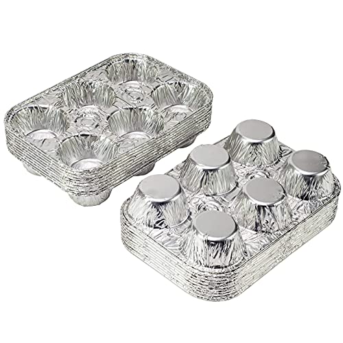 Elite Selection Aluminum Foil Muffin Pans – Reusable And Disposable Muffin Foil Pans – Stackable 6 Slot Muffin Trays – Oven & Freezer Safe –20 Piece Set #TOP3