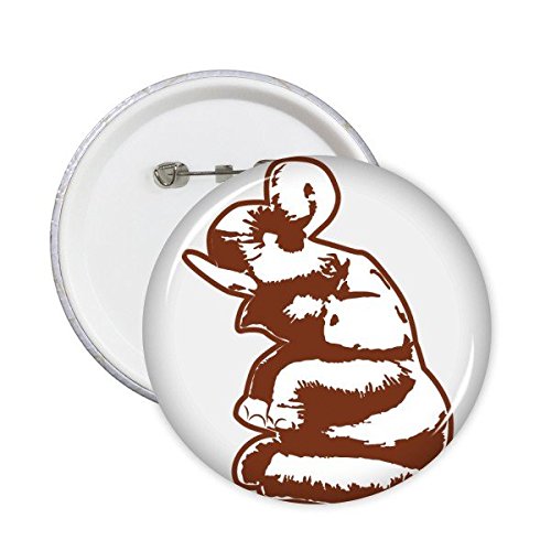 Badge Thaïlande sculpture art traditionnel en lot de 5 broches rondes DIYthinker pour vêtement