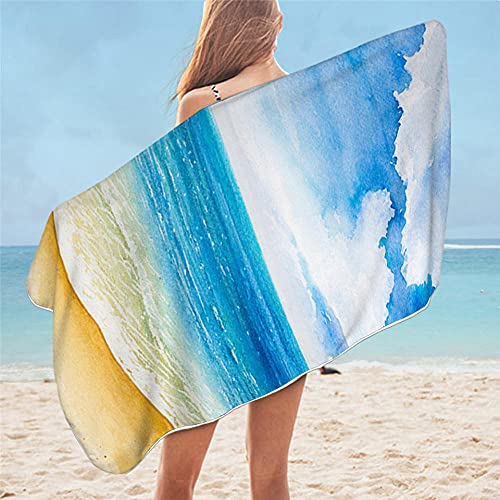 Couverture serviette microfibre bleu motif étoile de mer élégant - 2