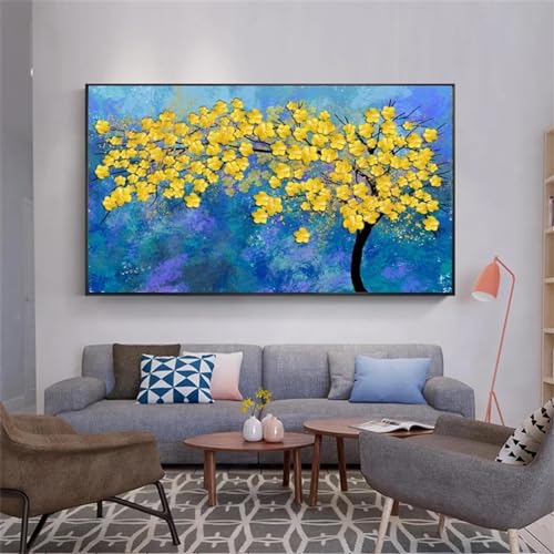 Affiche murale arbre jaune pour décoration de chambre à coucher zen - 3