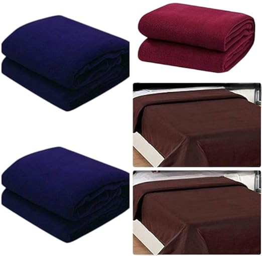 OMAJA HOME 5 Piece Fleece Single Blanket Set - Multicolour