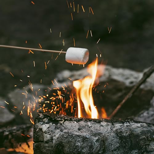 BBQ Marshmallows - Barbecue Süßigkeitsschmaus - Flauschig, Fettfrei und Glutenfrei - Schaumzucker-Süßigkeit für Lagerfeuer-Erlebnisse, Schoko-Fondue oder Backspaß - je Beutel mit 6 Holzstäben (1x250g)