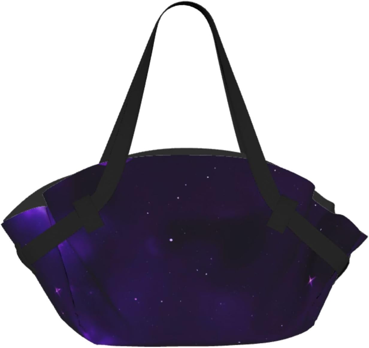 Foldable Galaxy Starry Space Purple Starry Print 2-in-1 Portable Picnic Blanket Tote Bag Outdoor Camping Beach Park Mat