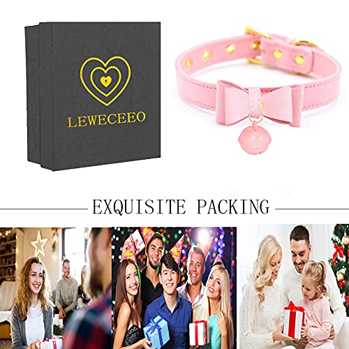 Leweceeo Pu Leather Bow Collar Necklace Choker With Bell Cat Cosplay Kitty Necklace Choker Collar For Women #TOP6
