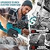 Motosega a batteria da 12 pollici con 2 batterie da 18V 5,5 Ah e caricabatterie, motore in rame da 4100 giri/min, lubrificazione automatica, motosega senza spazzole per potatura alberi, taglio legna