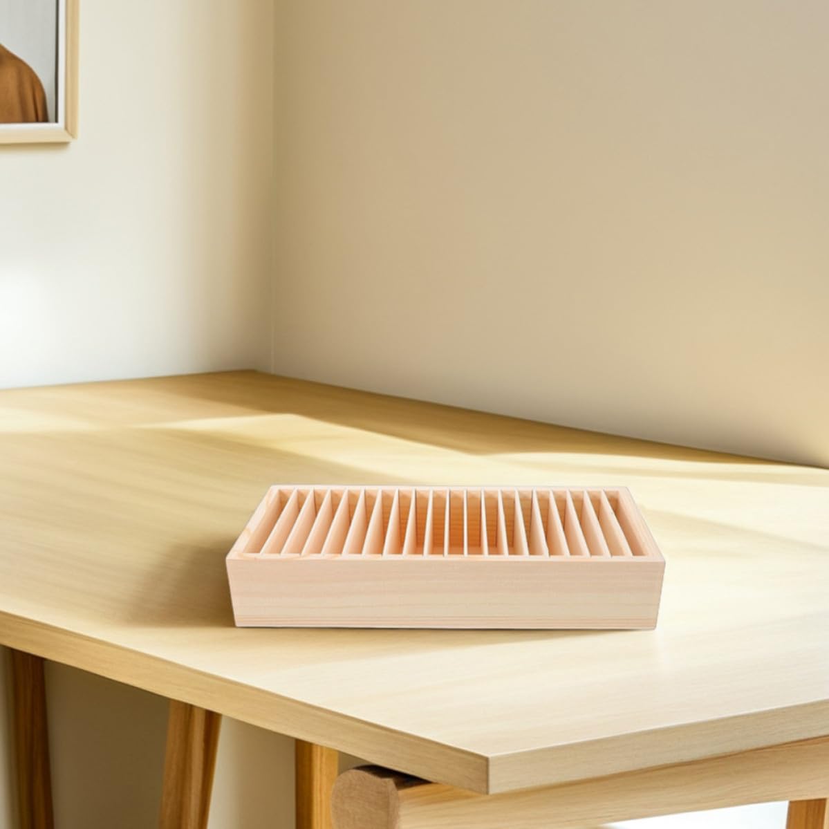 2pezzi Organizer Multi-compartimenti in Legno con Scomparti Rimovibili Porta Biglietti da Visita e Contenitore per Gioielli Scatola per Carte Collezionabili per Ufficio e