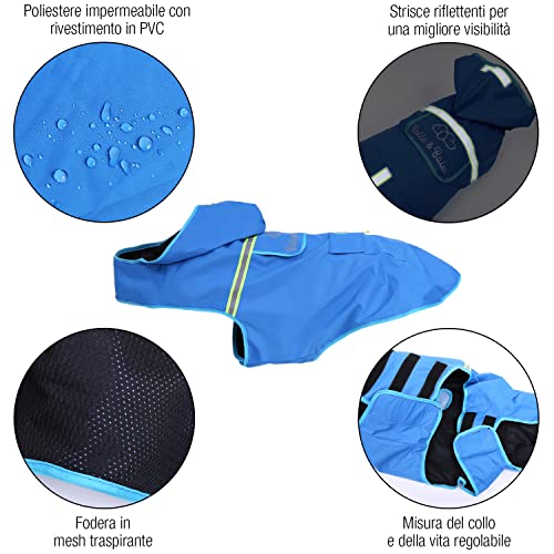 Bella & Balu Impermeabile Cane - Cappotto impermeabile per cani con cappuccio e catarifrangenti per protezione dal freddo, pioggia e neve in inverno e in vacanza. (L, Arancione)