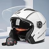 ジェットヘルメット バイク バイク用ヘルメットメンズ レディース 男女兼用ダブルシールドスモークインナーシールド UV カットグレア防止 四季用 通気 ABS製 耐久性 耐衝撃性 超軽量 頭囲56cm-62cm未満 大人用