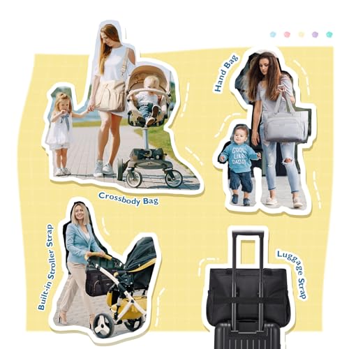 mommore Breast Pump with Cooler Bag for Medela Spectra S1/S2, Baby Diaper Bag Tote with Changing Pad & 15\'\' Laptop Compartment for Work, Black
