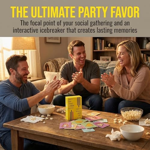 UPEOXT Taco Cat Goat Cheese Pizza Card Game, Canadian Version Party Card Games, Fun Pizza and Taco, Goat Cheese Pizza, Fast Paced Board Games for 10 to 15 Minutes of Fun, One Size, Durable Cards - 4