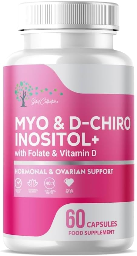 Inositol Supplement - Myo-Inositol and D-Chiro Inositol 60 Count with Folate & Vitamin D - Supports Hormonal Balance and Healthy Ovaries in Women - Vitamin B8-30 Day Supply